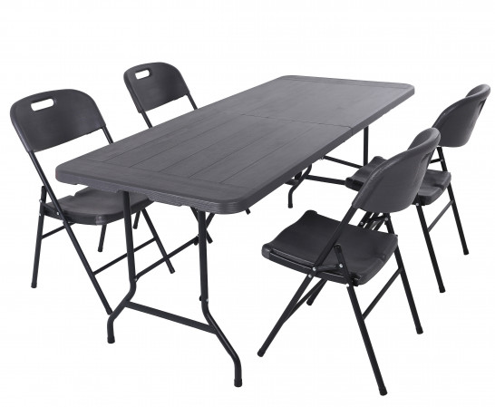 Akční set stolu 180x76 + 4x židle-imitace dřeva