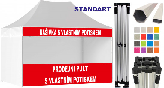 STAN 3X4,5 STANDART + potisk nášivky a pultu